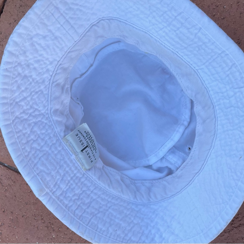 Vintage bucket hat floral embroidered white cotton bucket hat - Picture 5 of 9